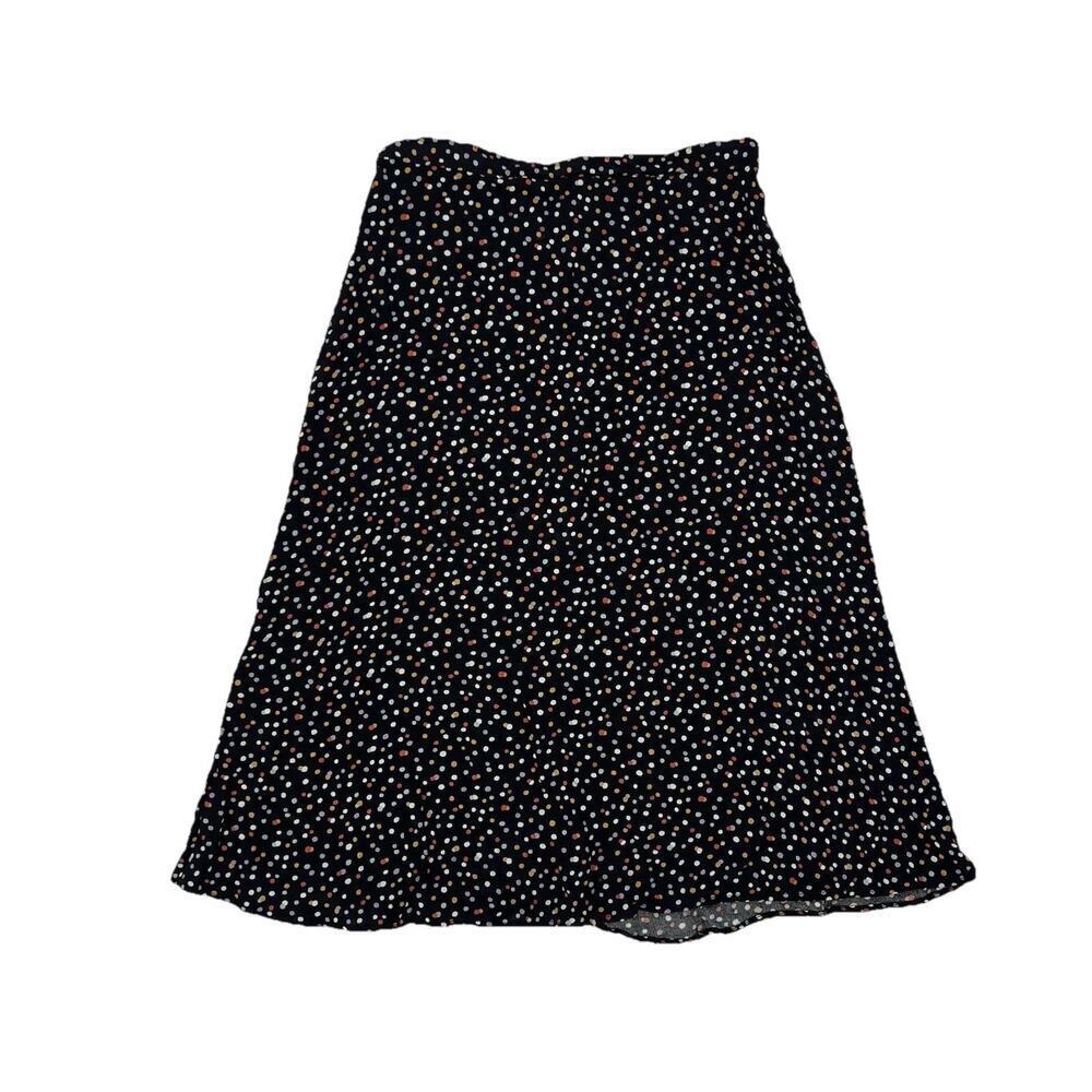 Reformation Polka Dot Midi Skirt Black Multicolor A-Line Size 2 Small